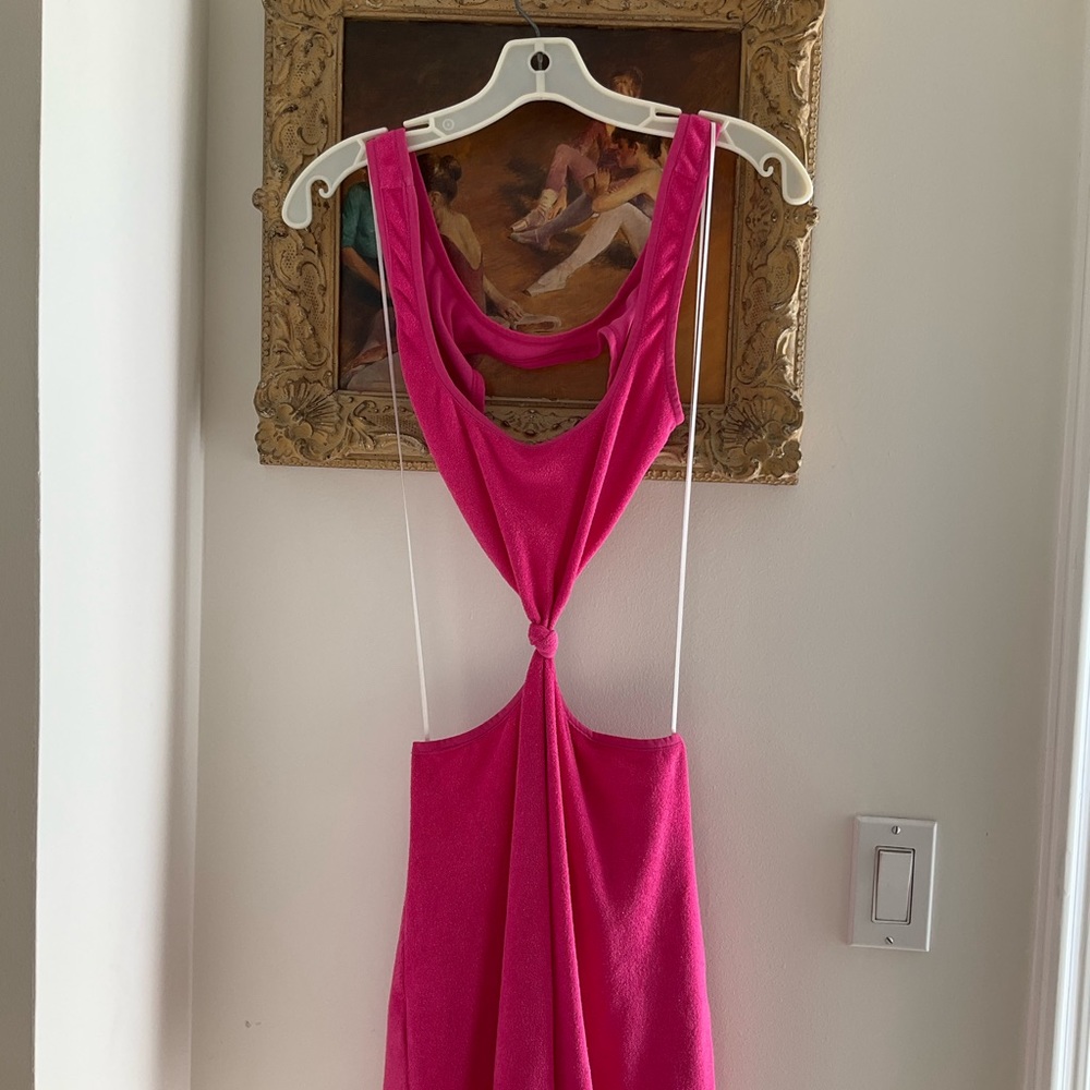 Bnwt Solid And Striped Pink Terrycloth Cut Out Mi… - image 2